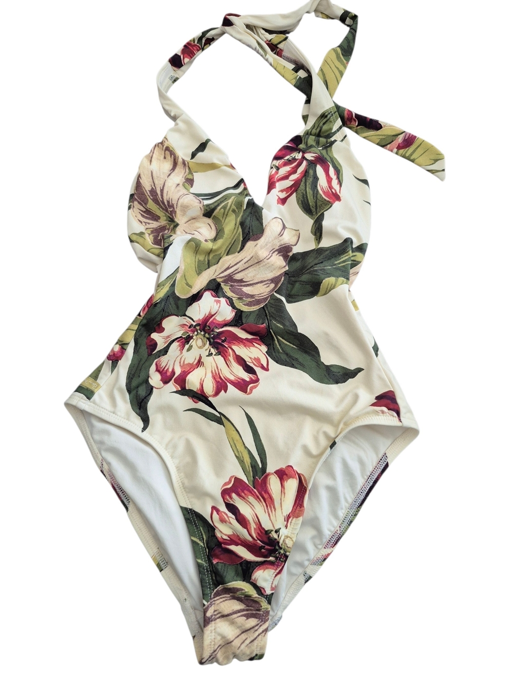 💕Robin Piccone Cream Halter One-Piece Swimsuit💕